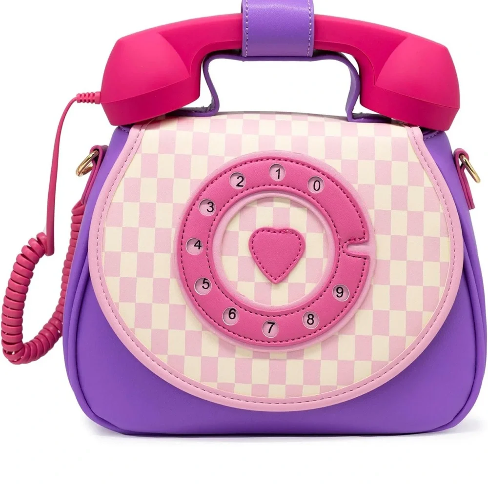 Chic Retro Phone Handbag in Pink and Purple - Picture 2 of 7